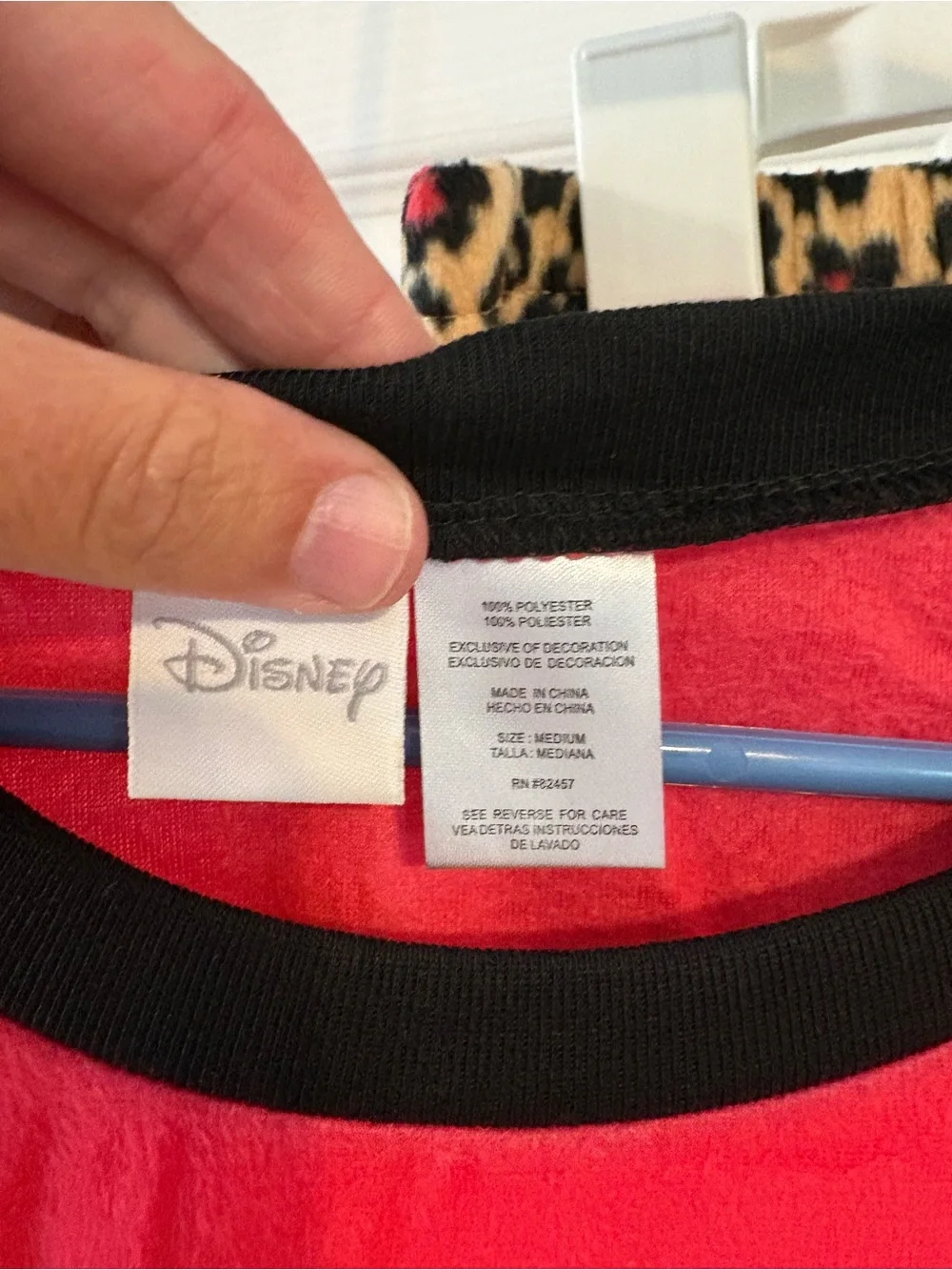 Disney Red Mickey Mouse Pajama Set with Leopard Print Pants